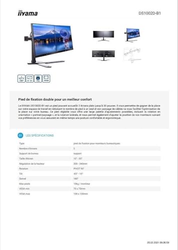 iiYAMA Pied de fixation simple moniteur DS1001C B1 - vue 7