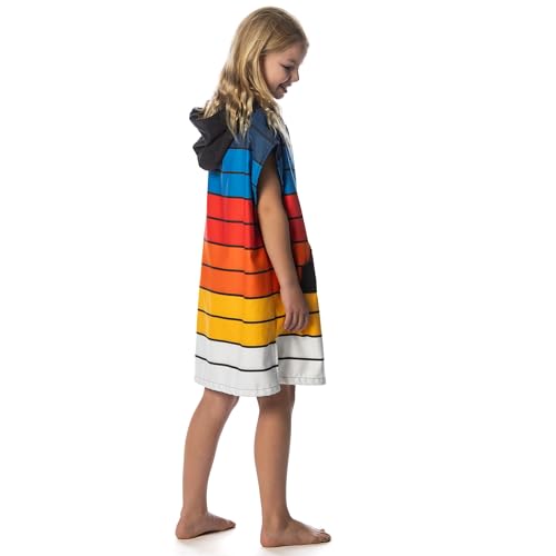 Image of Flow Changing Poncho for Kids - Microfiber Hooded Swim Towel Poncho for Boys & Girls, Perfect for Beach, Pool, or Swim - Quick Dry, Absorbent, Light Weight, and Easy to Pack (Brightside, Small)