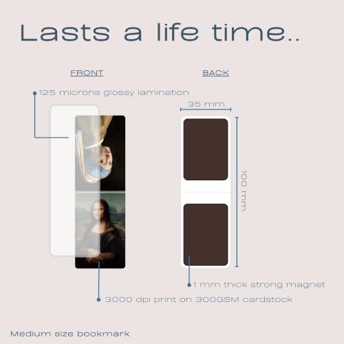 Image of Dia & Tia - Elegant & Durable Themed Magnetic Bookmarks Set � Nature, Fantasy, Inspirational Quotes, and More Best Gift for Book Lovers, Students (Famous Paintings, Medium - 3.5x11 cm)