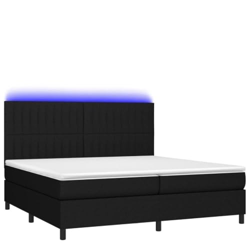 Genérico Wenjingqi Cama Box Spring colchón y Luces LED Tela Negro 200x200 cm, Negro 3135063