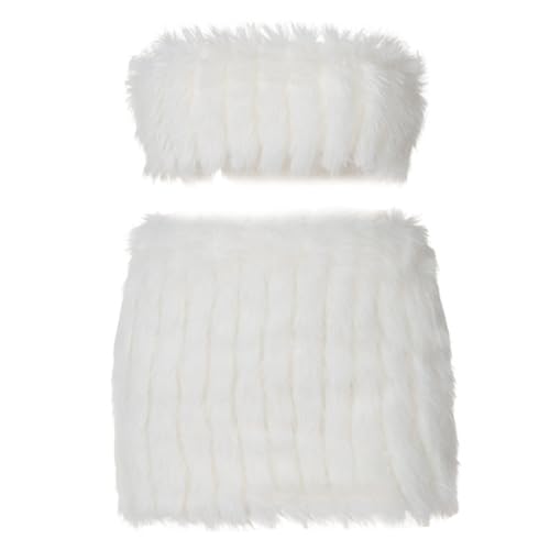 Trajes de club difusos y minifalda sexy blanca para tus noches de fiesta