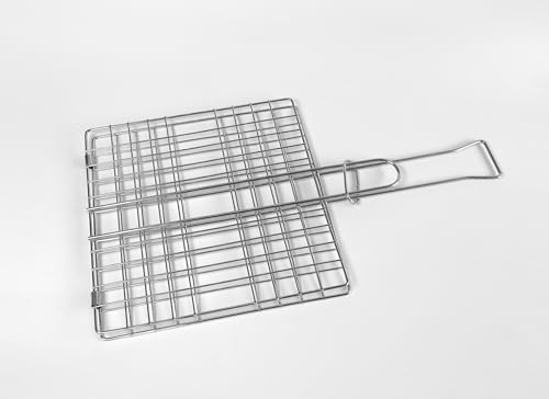 Tredoni 20cm Edelstahl BBQ Grill Netzklemme - Leber/Kebab Fleisch/Fisch Grillrosthalter Dreher