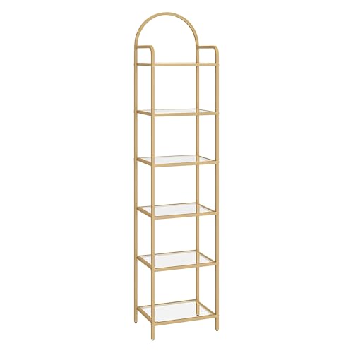 Miniatura 9 de Hzuaneri Estantería Libros De 6 Niveles, Organizador Estante De Salón, Estantería Para Dormitorio, Baño, Oficina En Casa, Para Plantas, Cd, Decoración, Recuerdo, Estructura De Acero, Dorado Bc10601g