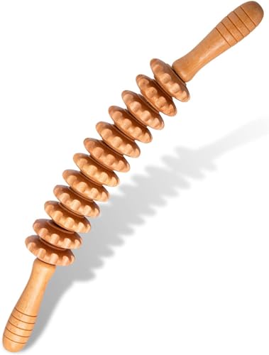 Faszienroll Holz Massageroller Mit Griff - Rücken Massagegerät,...