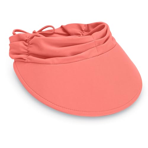 Wallaroo Womens Aqua Sun Visor (Coral) Packable Adjustable Fit Medium Size UV Protection Water-Friendly Breathable Lightweight Visor for Beach Poolside Hiking and Outdoor Activities