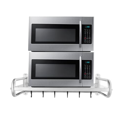 Dhouse Mikrowellen Regal Wandmontage Edelstahl Mikrowellenofen Rack mit HäNgen Mikrowelle Regal für Küche zu Hause Dhouse Mikrowellen Regal Wandmontage Edelstahl Mikrowellenofen Rack mit HäNgen Mikrowelle Regal für Küche zu Hause