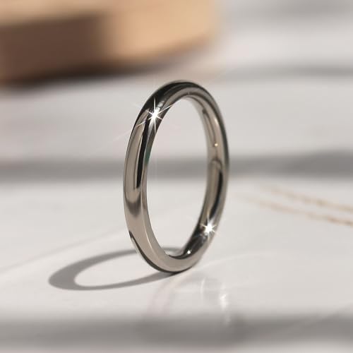 DoubleAccent 2MM Comfort Fit Titanium Wedding Band Classic Domed Ring (Size 1 to 12)2