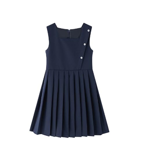 LittleSpring Girls School Uniform Jumper Dress A- Line Sleeveless Pleated Dresses