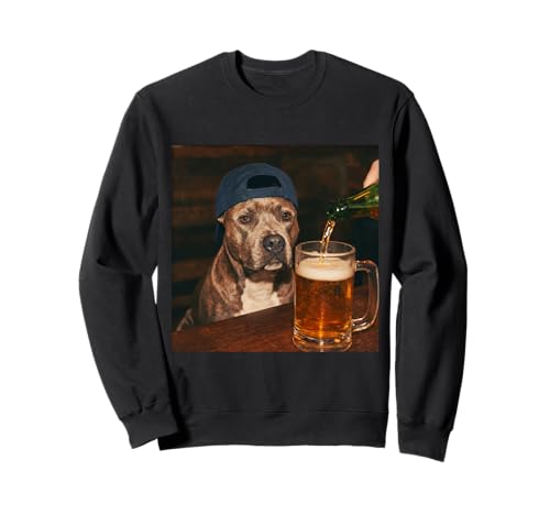 Pit Bull Drinking Beer Shirt Funny Fathers Day Dog Meme Sweatshirt