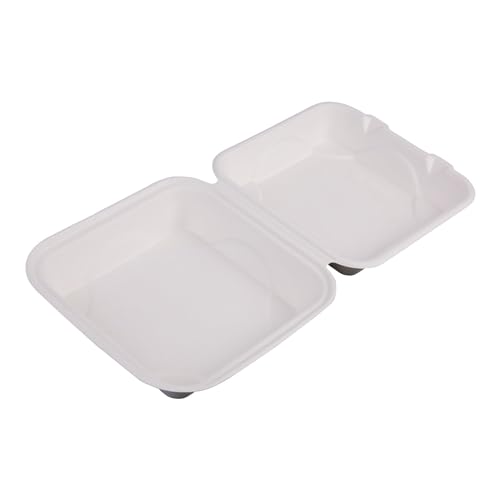 Eco-Products Compostable Disposable Clamshell Take Out Container, Eco-Friendly Sugarcane Food Container, 8″ x 8″, Case of 200