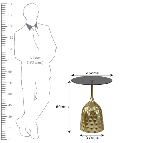 Image of The Attic Bellona Gold Hammered End Table Luxury Metal,Golden