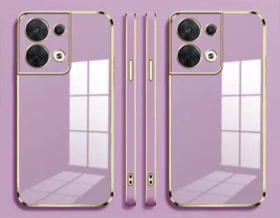Image of Apurb Store for Oppo Reno 8 5G Plating Square Gold Frame Phone Case Luxury Soft Silicone Back Cover (for Oppo Reno 8 5G, Purple)