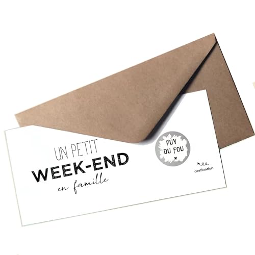 Carte à gratter,Voyage,Week-end,Vacances,Surprise, cadeau (Carte Week-end en famille, Enveloppe Kraft uni)