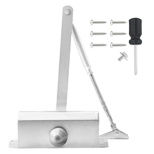 COEWUR Ferme-Porte Hydraulique Réglable Fermeture Porte Automatique pour Commercial et Résidentiel Porte de 40-60 kg Ancho 1100 mm (Moyen, Argent)