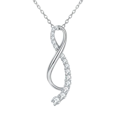 Collier Infini Moissanite Argent 925 femme avec pendentif pierre précieuse