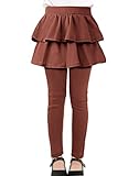 KEREDA Girls Leggings Tutu Skirt Pants Kids Cotton Footless Tights 7-8 Brown
