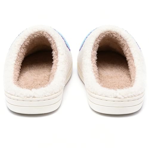 Image of Women's Men's Preppy Happy Face Slippers Comfy Warm Plush Slip-On House Slipper for Winter Indoor Soft Cushion Non-slip Fluffy Slides Slippers