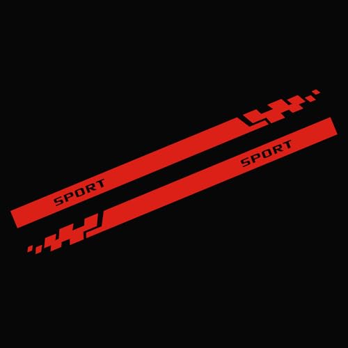 Image of TOMALL 1 Pair Car Body Side Stickers Racing Sports Stripe Decals for Car Universal Vinyl Waterproof Long Decal Decoration Sports Graphic Decals for Truck SUV Off-Road Vehicles Accessories (Red)