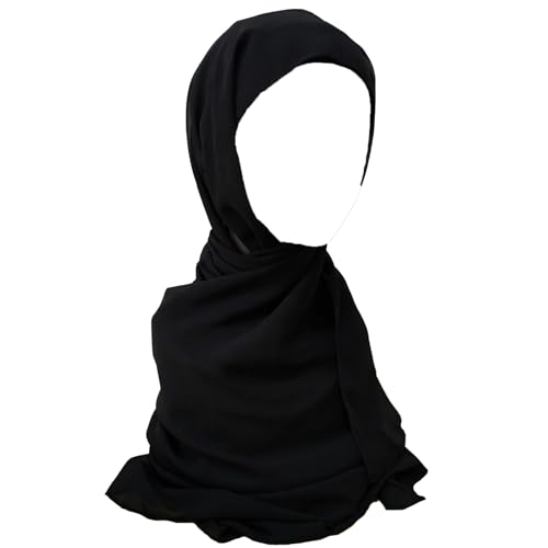 Instant Chiffon Hijab with Undercap Solid Color Muslim Hijabs Scarf Head Wraps Ready To Wear Hijab For Women