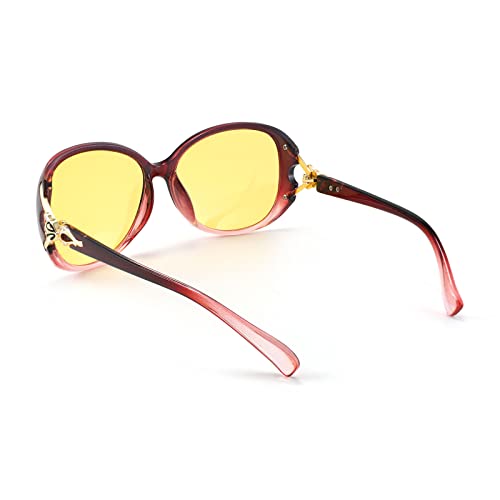 FEISEDY Women Classic Polarized Night Vision Driving Glasses Anti Glare Ladies Yellow Lens Sunglasses B27302