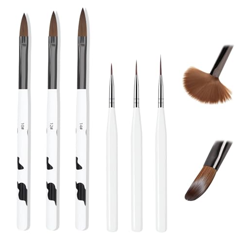 ZWWOGE 6 Pezzi Set di Pennelli per Unghie in Acrilico, Professionali Pennelli Nail Art Unghie, Per Nail Persone