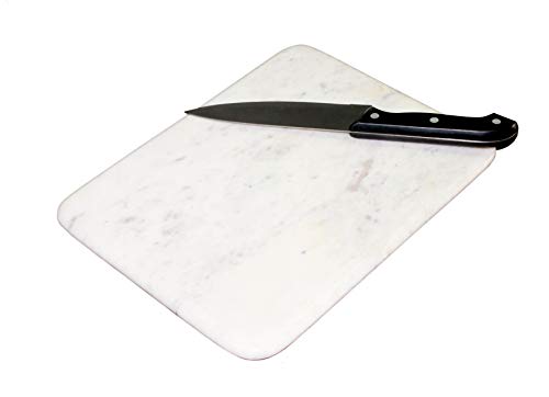 KLEO - 12" X 9" - White Marble Cutting Board Cheese Platter Multi-purpose Serving Platter