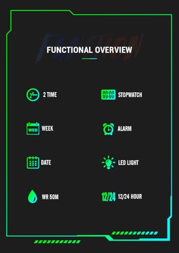 Gosasa Men's Watches Multi Function Military S-Shock Sports Watch LED Digital Waterproof Alarm Watches