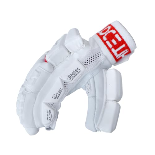 Image of Whitedot Winged Cricket Batting Gloves||Suitable for Youth|Medium Left Hand||White