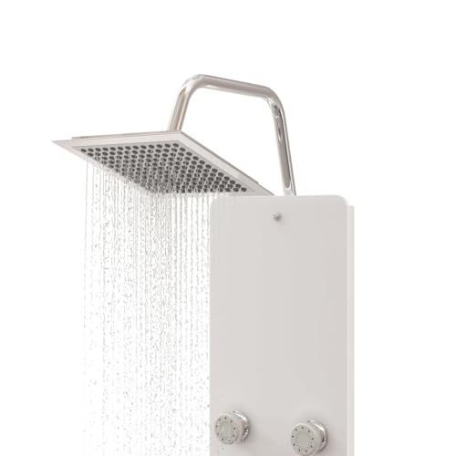 Panneau de douche avec tête cascade précipitant et jets de massage intégrés - 2