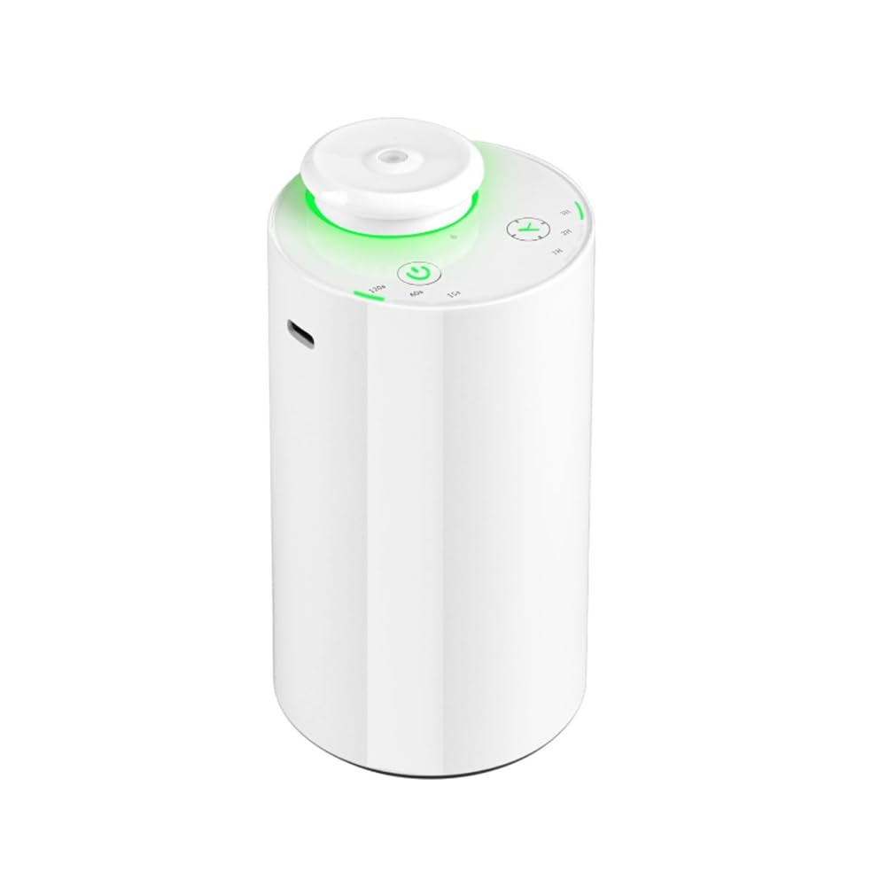 CTRLZS Aromatherapy Mist Diffuser Waterless Essential Oil Diffuser, 7 Colors LED Light, Mini Scent Air Machine for Home White