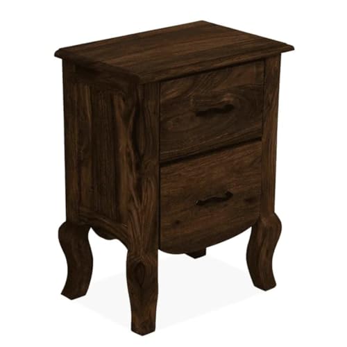 Image of Sheesham Wood Side Tables for Bedroom with 2 Drawers | End Table for Living Room, Bedroom | Wooden Night Stand Side Table for Bedroom | Walnut Finish