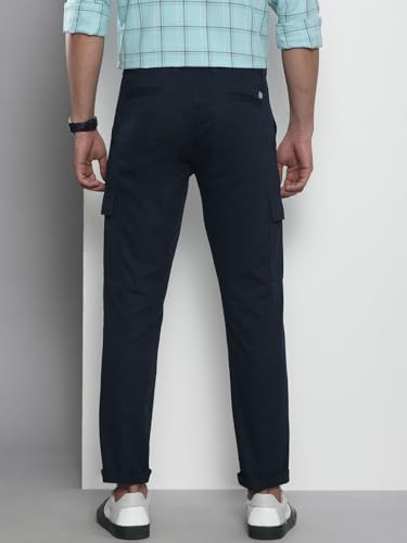Image of The Indian Garage Co Men Slim Fit Solid Mid-Rise Cargos