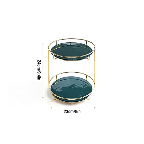 NIKAIDD Cupcake Stand Two-Tier Cake Stand Green Ceramic Dessert Table Light Luxury Cake Display Stand Afternoon Tea Cake Plate Wedding Party Fruit Plate Dessert Display Plate (S) - Image 2