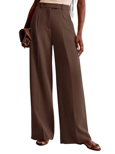 Image of NIMIN Women Wide Leg Pants High Waisted Dressy Work Trousers Business Casual Palazzo Pants with Pockets