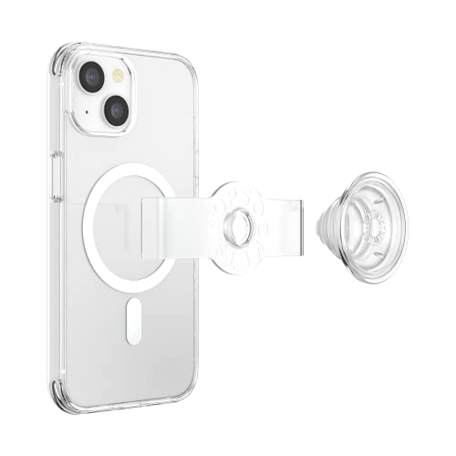 Image of POPSOCKETS iPhone 14 Case with Phone Grip and Slide Compatible with MagSafe, Phone Case for iPhone 14, Wireless Charging Compatible - Clear