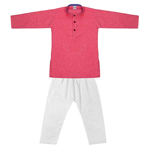 Image of superminis Baby Boys Cotton Solid Ethnic Wear Kurta Pyjama Set With Wooden Button