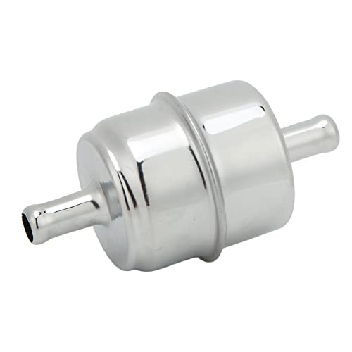 Eacam High Flow Fuel Filter with OE 9746, Universal 3/8in Inline Hose Chrome Plating for, Universial Replacement for