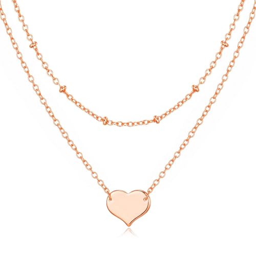 Philip Jones Rose Gold Plated Double Layered Heart Necklace