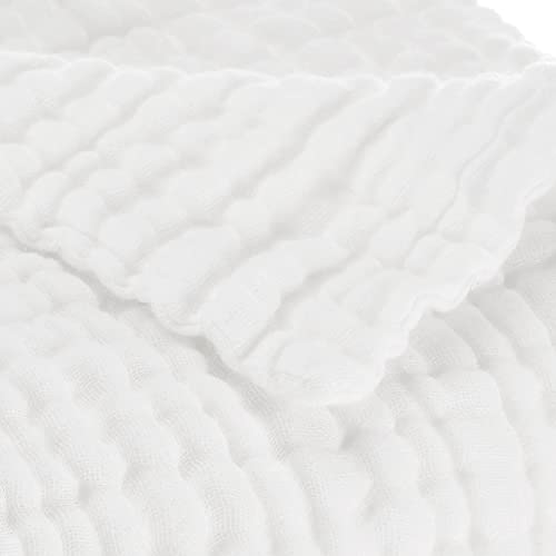 Image of Aablexema Baby Muslin Bath Towels - Set of 2 Large Size 43X43 Inches Swaddle Blanket for Newborn Toddlers Boys Girls (White & Yellow)