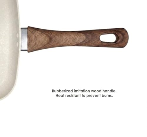 Image of Niyam Nonstick Grill Frying Pan with Cool Touch Handle,Stove Top Square Grill Pan for Big Cooking Surface, Durable Grill Skillet,Scratch Resistant, PFOA Free Low Oil use, (White, 24 cm Square)
