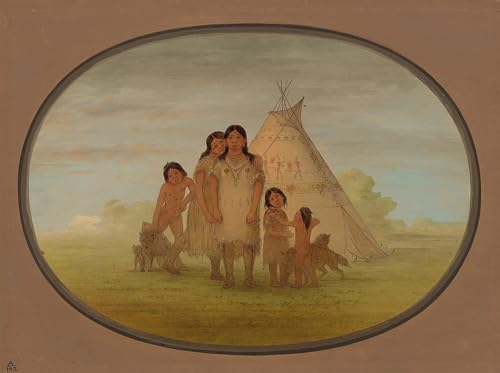 Affiche Toile Les enfants et le wigwam du chef Camanchee George Catlin 60x90