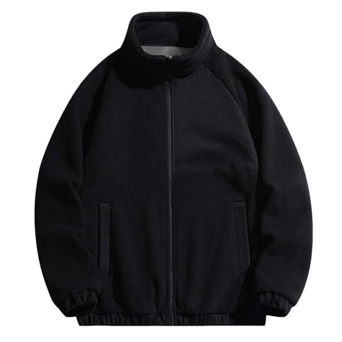 Forros Polares Hombre - Chaqueta de Invierno Acolchada Gruesa de Forro Polar Estilo Casual de Moda cálida para Hombre (Black, XXXXL)