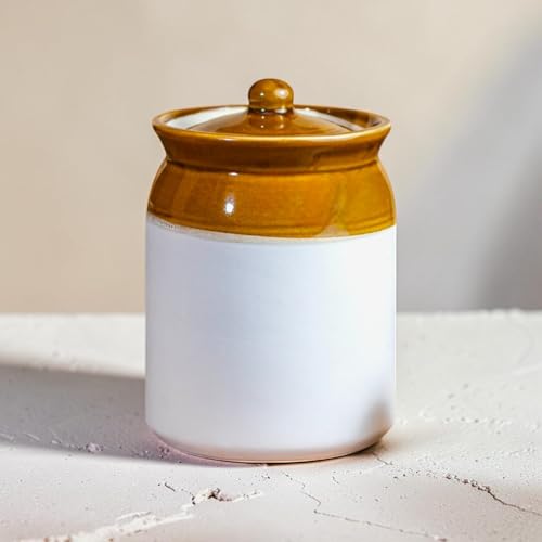 Image of Ceramic 3 KG Achaar Jar - 3 L (3000 ml) Martban Pickle Container - Kitchen Storage for Pickle, Chutneys and Sauces - Durable, and Easy to Clean (3000 ml)