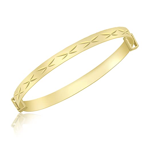 Carissima Gold Bracelet Jonc pour Enfant en Or Jaune 9 Carats Extensible de 3.6cm à 5cm