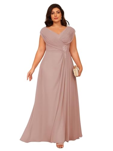 Image of Clothfun Simple V Neck Mother of The Bride Dresses Lace Appliques Chiffon Sleeveless Mother of The Groom Dress CYN014