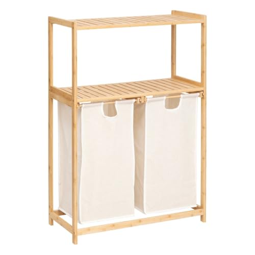 5 five simply smart 5five - scaffale tidy box con 2 sacchi per biancheria in bambù marrone 72x33cm