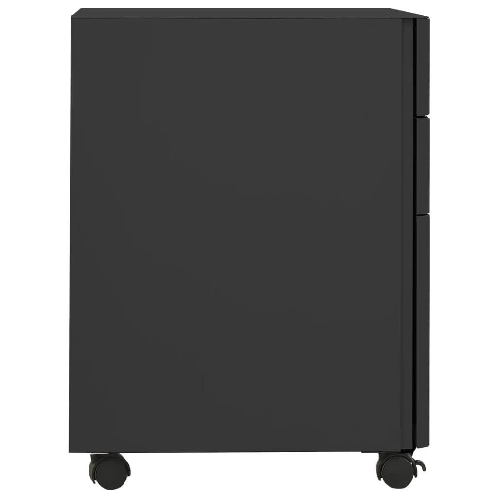 Armadietto per documenti con ruote, antracite, 30 x 45 x 59 cm, in acciaio, serratura con cassetti, ideale per ufficio, casa, studio, documenti e documenti