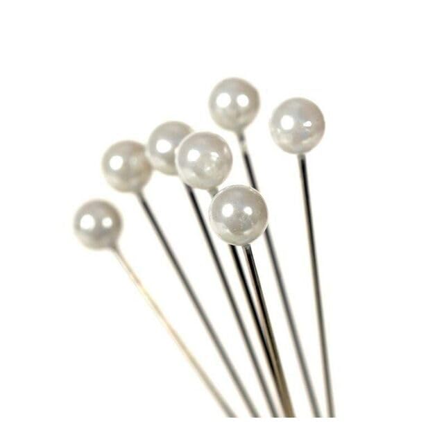 Floralcraft® Pearl Pins for Floral Arrangements & Crafts | Decorative Pearl Head Pins for Florists, Sewing & Crafting | Ivory & White, 4mm 5mm 6mm Sizes (5cm, White)