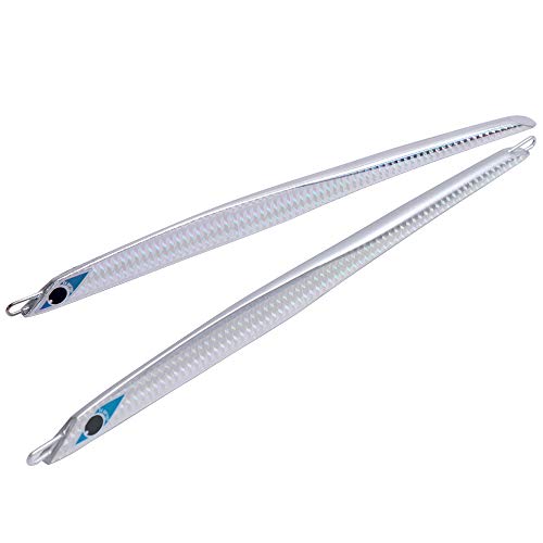 2本セット メタルジグ 210g ロング ブリ 近海 オフショア ジギング -飛燕- Ksガレージオリジナル (シルバー 210g 長さ247mm)