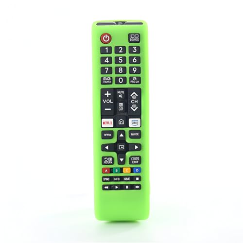 Image of RAYA Silicone Cover Compatible with Samsung Smart TV Remote BN59-01315 / Foxsky /X Electron TV Remote Protective Case with Lanyard [R-emote NOT Included] (Green)